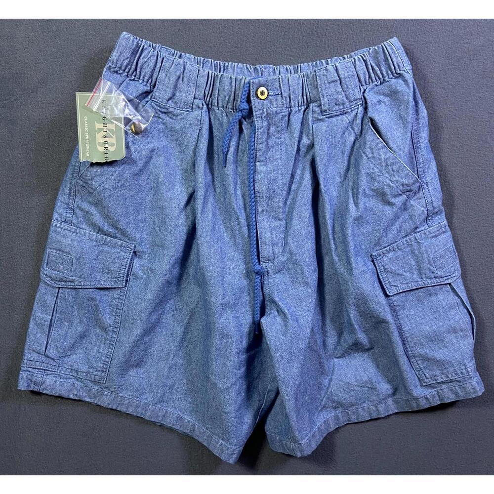 New Knightsbridge Cargo Shorts Men M Blue Multi Outdoor Deadstock Flex Waist NWT